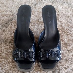 KARL LAGERFELD BLACK SLIDE HEELS 10